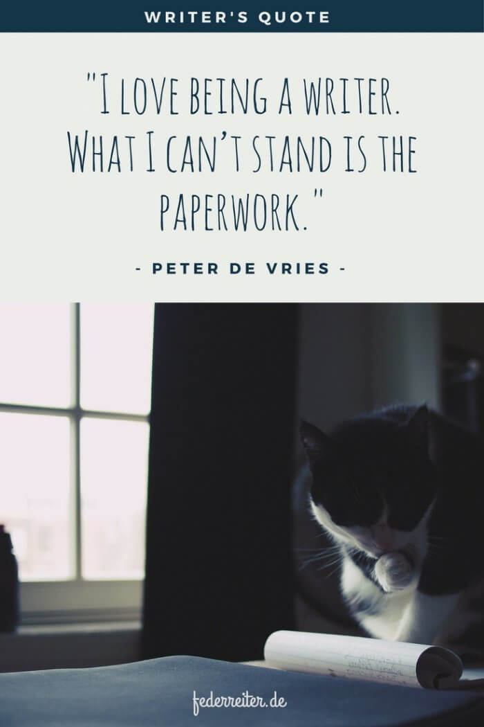 Katze Notizen Fenster Zitat Peter de Vries Schreibgruppe Federreiter