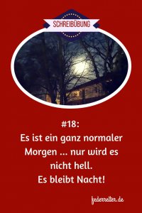 Der Mond scheint über einem Gebäude durch die Bäume